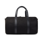 Recycled polyester travel bag with internal pocket black colour