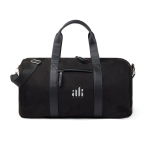 Recycled polyester travel bag with internal pocket black colour