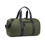 Recycled polyester travel bag with internal pocket green colour
