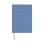 Recycled paper journal with cover and bookmark, ruled pages, A5 blue colour