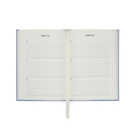 Recycled paper journal with cover and bookmark, ruled pages, A5 blue colour