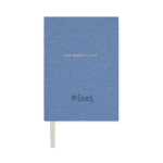 Recycled paper journal with cover and bookmark, ruled pages, A5 blue colour
