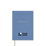 Recycled paper journal with cover and bookmark, ruled pages, A5 blue colour