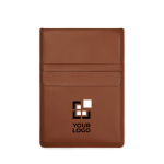 Laptop sleeve in synthetic leather and polyester with closure, 16” brown colour