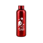 90% recycled stainless steel bottle with matte finish, 550ml red colour image with logo