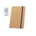 Cork notebook with divider and elastic closure, B7 plain pages various colours