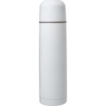 Recycled stainless steel thermal flask with mug-style lid, 750 ml white colour second front view