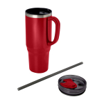 Straw cup with dual-wall air insulation, 1.2 L red colour second view