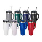Straw cup with dual-wall air insulation, 1.2 L red colour second multiple colours view