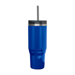Straw cup with dual-wall air insulation, 1.2 L royal blue colour second front view