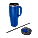 Straw cup with dual-wall air insulation, 1.2 L royal blue colour second view