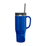 Straw cup with dual-wall air insulation, 1.2 L royal blue colour side view