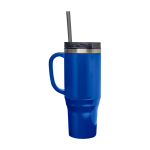 Straw cup with dual-wall air insulation, 1.2 L royal blue colour second side view