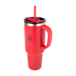 Copper double-wall vacuum-insulated straw cup, 1.2 L red colour pad printing view