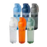 Recycled plastic bottle with silicone handle, 600 ml orange colour