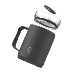 Recycled stainless steel double-wall insulated mug, 350 ml black colour