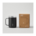 Recycled stainless steel double-wall insulated mug, 350 ml black colour