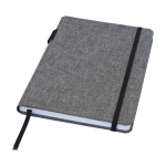 Notebook with RPET fabric cover and pen holder, A5, ruled pages