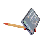 Bamboo pen with built-in phone stand, blue ink third view