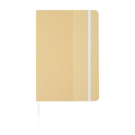 Notebook with recycled cardboard cover and elastic band, A5, ruled pages white colour