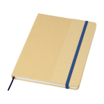 Notebook with recycled cardboard cover and elastic band, A5, ruled pages navy-blue colour