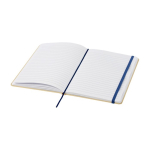 Notebook with recycled cardboard cover and elastic band, A5, ruled pages navy-blue colour