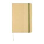Notebook with recycled cardboard cover and elastic band, A5, ruled pages dark green colour