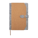Notebook made of recycled felt and cork with pockets, A5, ruled pages natural colour