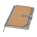 Notebook made of recycled felt and cork with pockets, A5, ruled pages natural colour