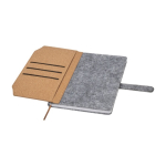 Notebook made of recycled felt and cork with pockets, A5, ruled pages natural colour