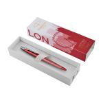 Parker Jotter SE Global Icons metal pen, blue ink red colour second front view