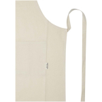 Recycled cotton apron with colored neck strap, 200 g/m² marbled green colour close-up view 1