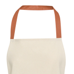 Recycled cotton apron with colored neck strap, 200 g/m² salmon colour close-up view 2