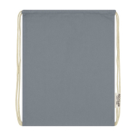 Durable recycled cotton drawstring bag, 140 g/m² grey colour