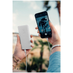 Fast-charging power bank with FastCharge technology, 10,000 mAh white colour lifestyle image