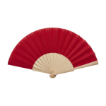 Hand fan made of wood and polyester, fully smooth red colour