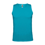 Children's sports t-shirt with removable label, 140 g/m2, Roly turquoise colour