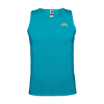 Children's sports t-shirt with removable label, 140 g/m2, Roly turquoise colour