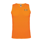 Children's sports t-shirt with removable label, 140 g/m2, Roly neon orange colour
