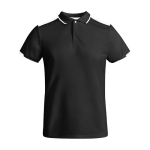 Children's short-sleeve sports polo shirt, 140 g/m2, Roly white/black colour