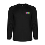Children's long-sleeve technical sports t-shirt, 150 g/m2, Roly black colour
