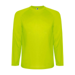 Children's long-sleeve technical sports t-shirt, 150 g/m2, Roly neon yellow colour