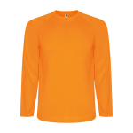 Children's long-sleeve technical sports t-shirt, 150 g/m2, Roly neon orange colour