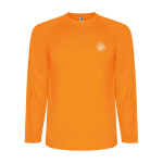 Children's long-sleeve technical sports t-shirt, 150 g/m2, Roly neon orange colour