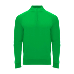 Children's long-sleeve sweatshirt with short zip, 200 g/m2, Roly green colour