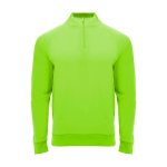 Children's long-sleeve sweatshirt with short zip, 200 g/m2, Roly neon green colour