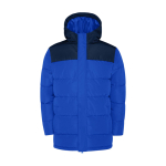 Children's padded polyester jacket with elasticated cuffs, Roly royal blue colour