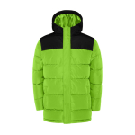 Children's padded polyester jacket with elasticated cuffs, Roly lime colour