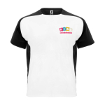 Kids’ two-tone sports T-shirt, 140 g/m2, Roly Bugatti black colour