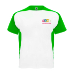 Kids’ two-tone sports T-shirt, 140 g/m2, Roly Bugatti green colour